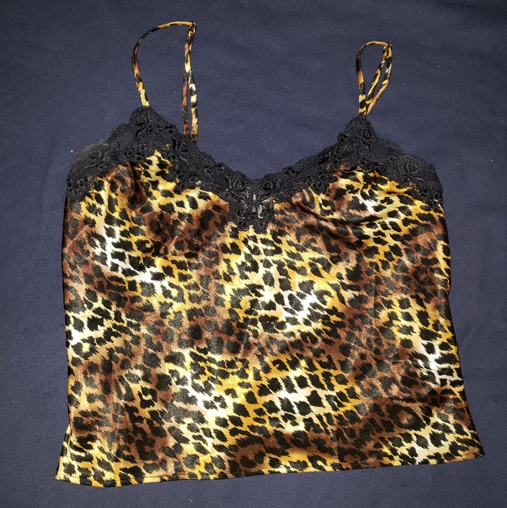 Vintage Victorias Secret Leopard Satin Cami Small